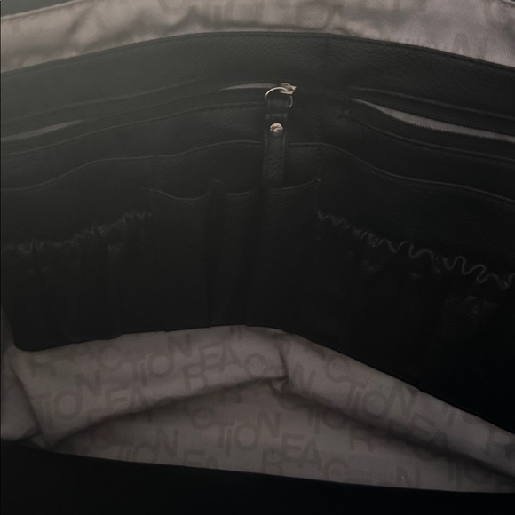 Kenneth Cole Large 13x18 Black Tote with Silver Accents. Zippers on sides. - Picture 4 of 5